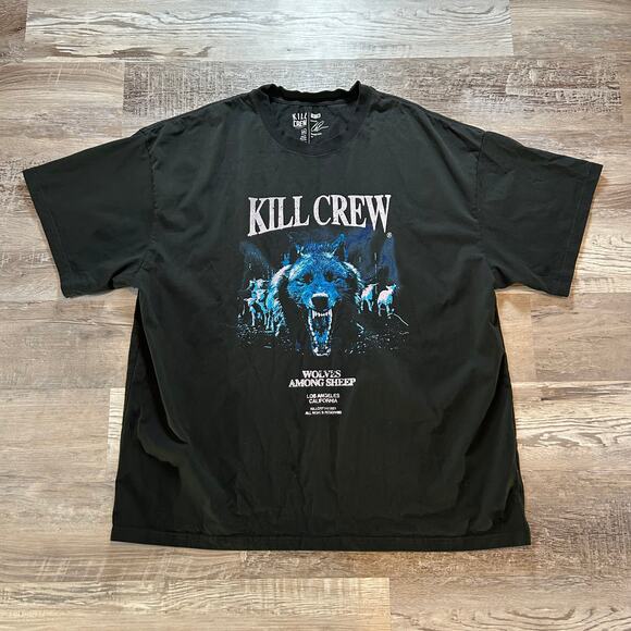 Kill Crew Wolves Among Sheep Graphic T-Shirt Black XXL Oversized Gym Streetwear - Picture 1 of 6